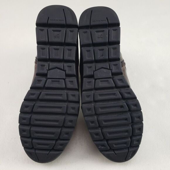 Onfoot Leather Ankle Wedge Boot Womens 6.5 EU 37 Brown & Gold Side Zip Spain - Picture 10 of 11